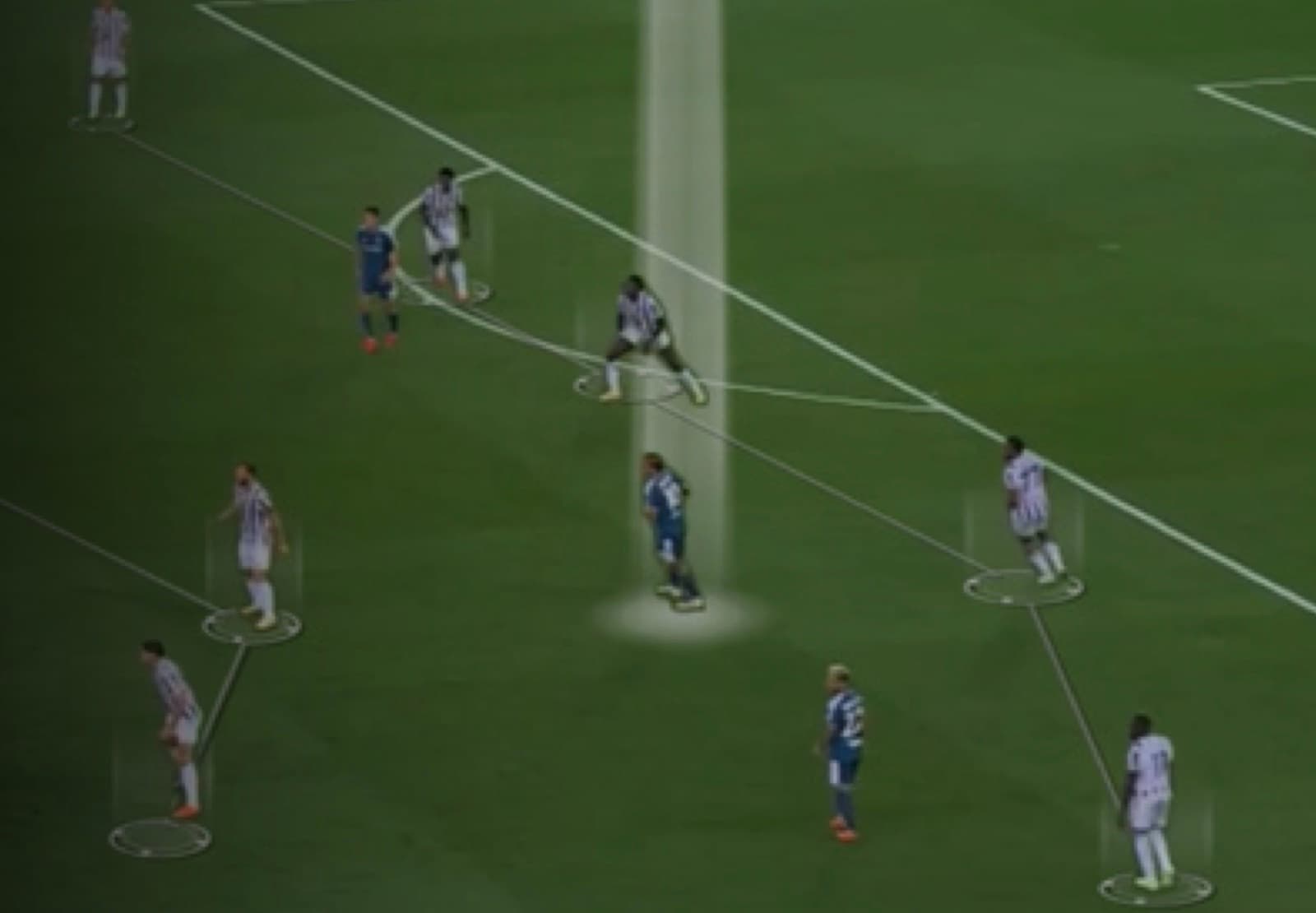 Match footage with player positions and the spaces between them marked up